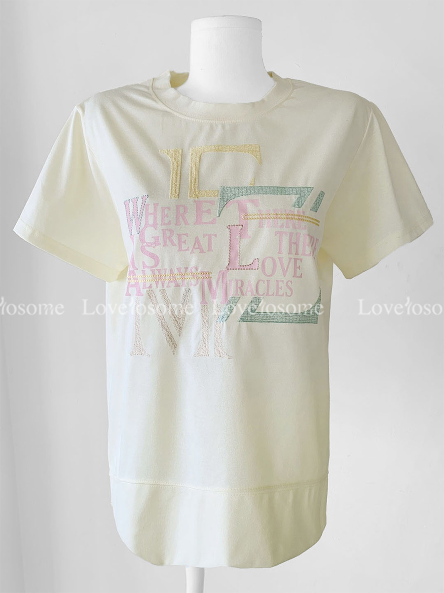 반팔 티셔츠 아이보리 색상 이미지-S2L19