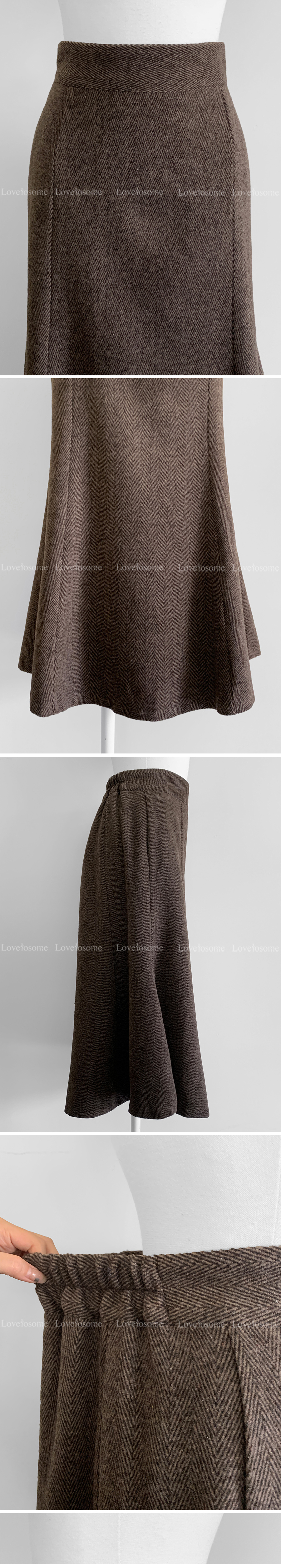 롱 스커트 오트밀 색상 이미지-S1L11