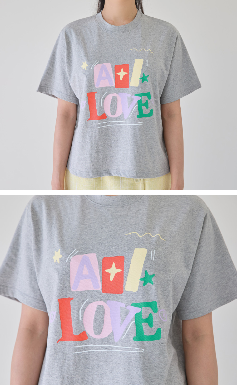 반팔 티셔츠 모델 착용 이미지-S1L13