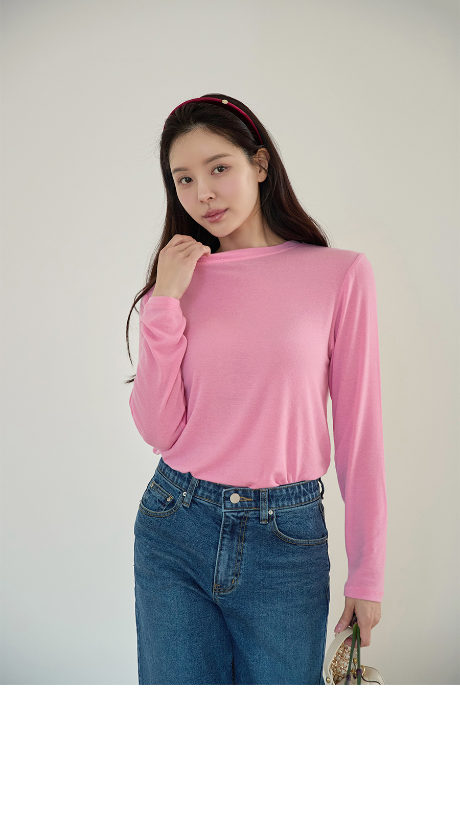 긴팔 티셔츠 모델 착용 이미지-S1L13