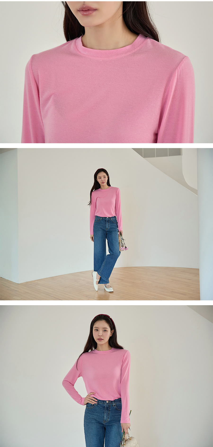 긴팔 티셔츠 모델 착용 이미지-S1L17