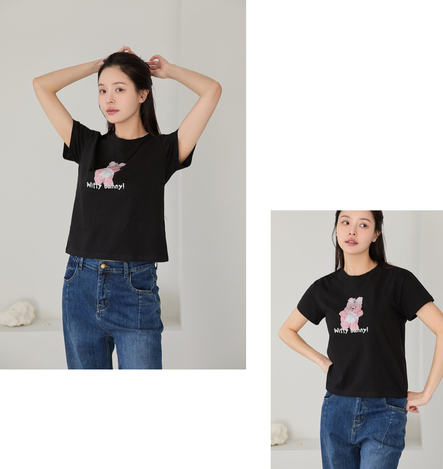 반팔 티셔츠 모델 착용 이미지-S1L5